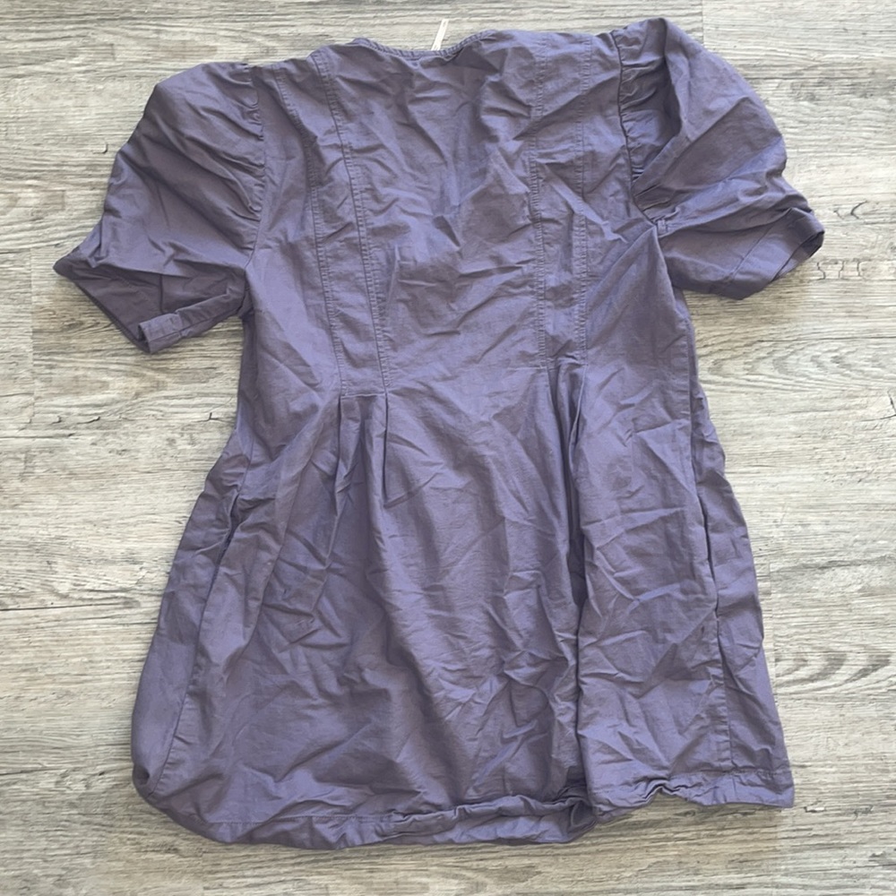 Purple Free People V Neck Puff Sleeve Mini Dress - Picture 3 of 3